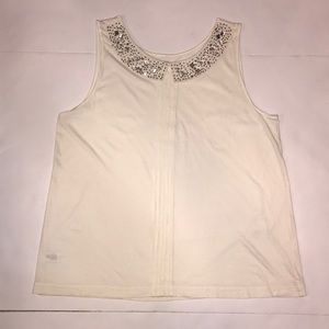 Loft sleeveless shirt with jeweled collar- Size XL